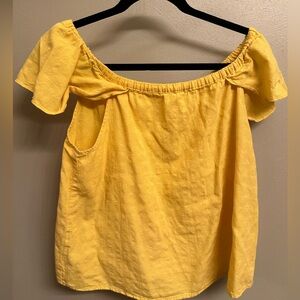 J. Crew Brand Top With Drawstring To Make On or Off The Shoulder. Yellow. Size S